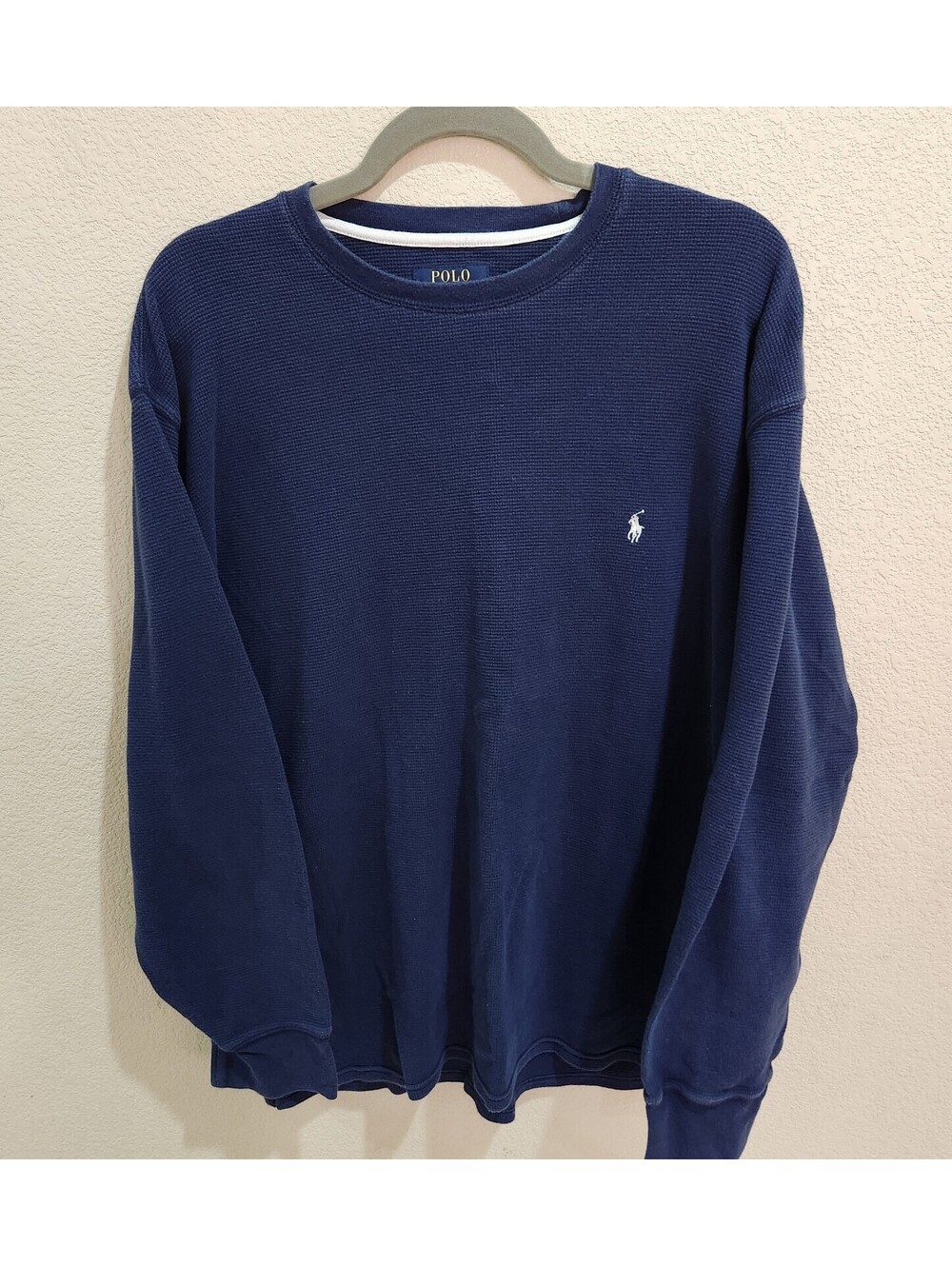 Polo Ralph Lauren Men's Navy Blue Cotton Waffle Knit Sweatshirt Size 2X